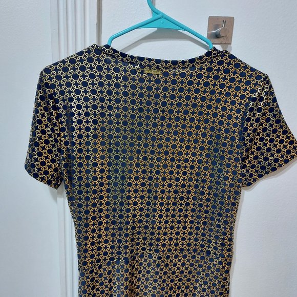 MICHAEL KORS Women's Metallic Chain-Print Knot Mini Dress SIZE MEDIUM - Picture 10 of 13